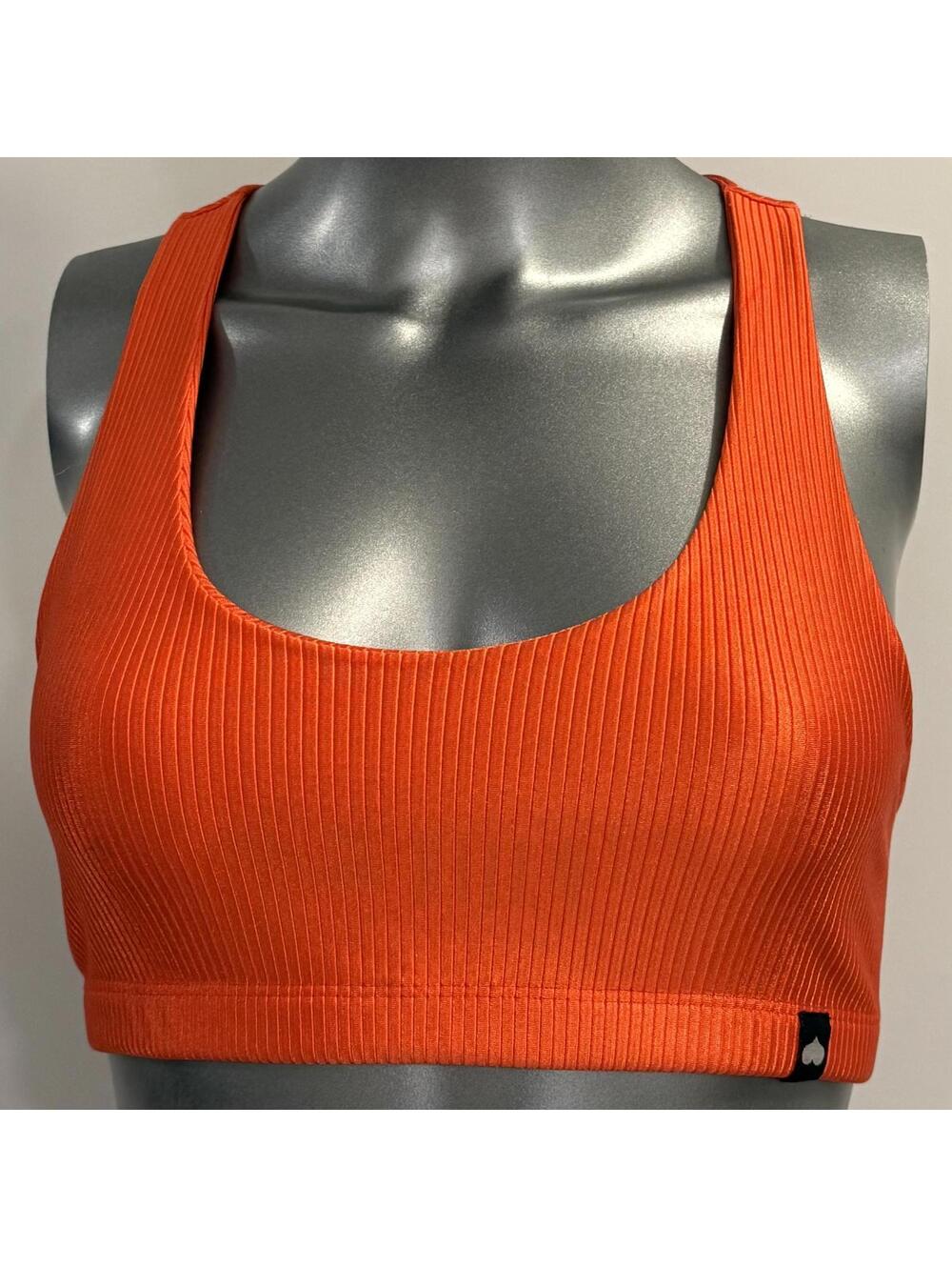 Booty By Brabants One Size Orange Ribbed Crop Top Sports Bra